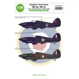   Art Scale Kit Hawker Hurricane Mk.IIb / Mk.IIc – VIII. rész – Brit Királyi Légierő (RAF), Burma, 1942 – matricakészlet