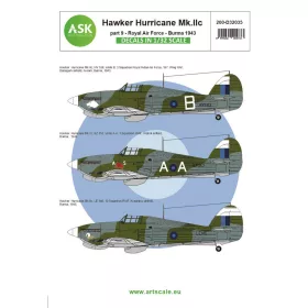   Art Scale Kit Hawker Hurricane Mk.IIc part 9 - Royal Air Force Burma - Hawker Hurricane Mk.IIc – IX. rész – Brit Királyi Légierő (RAF), Burma – matricakészlet