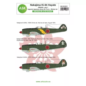   Art Scale Kit Nakajima Ki-84 Hayate (Frank) – I. rész – Japán Császári Hadsereg Légiereje – Shinbu tai – matricakészlet