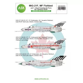   Art Scale Kit MiG-21F, MF Fishbed / CF-121 Redhawk program – Kanadai Királyi Légierő, 441. század – matricakészlet