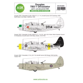   Art Scale Kit Douglas TBD-1 Devastator part 3 - pre-war period 1940 - III. rész – háború előtti időszak 1940 – matricakészlet