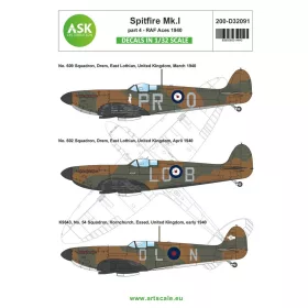   Art Scale Kit Spitfire Mk.I early part 4 - RAF Aces 1940 - IV. rész – RAF ászpilótái 1940 – matricakészlet