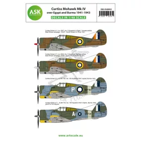   Art Scale Kit Curtiss Mohawk IV over Egypt and Burma 1941-1943 - Curtiss Mohawk IV Egyiptom és Burma felett 1941–1943 – matricakészlet