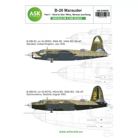   Art Scale Kit B-26B Marauder – I. rész – Európa felett – „Wine, Women and Song” és „Hard To Get” – matricakészlet