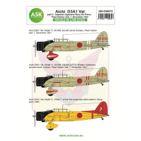  Art Scale Kit Aichi D3A1 Val part 2 - Pearl harbor raid, 7. December 1941 - Aichi D3A1 Val – II. rész – Pearl Harbor-i támadás, 1941. december 7. – matricakészlet