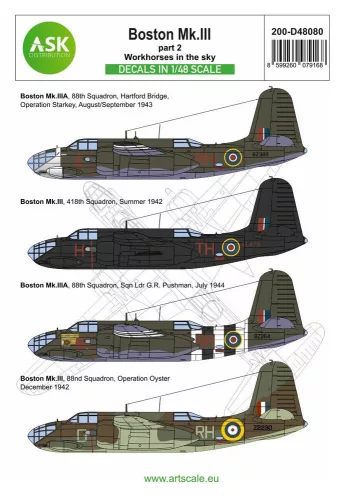 Art Scale Kit Boston MK.III part 2 - Workhorses in the sky - II. rész – „Workhorses in the sky” – matricakészlet