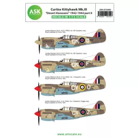   Art Scale Kit Curtiss Kittyhawk Mk.III „Desert Harassers” Észak-Afrika / Olaszország 1942–1944 – II. rész – matricakészlet