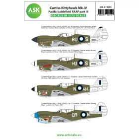   Art Scale Kit Curtiss Kittyhawk Mk.IV csendes-óceáni hadszíntér Ausztrál Királyi Légierő (RAAF) – III. rész – matricakészlet
