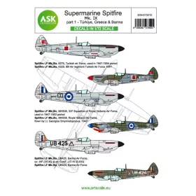  Art Scale Kit Spitfire Mk.IXc and Mk.IXe part 1 - Greece, Türkiye, Burma - Spitfire Mk.IXc és Mk.IXe – I. rész – Görögország, Törökország, Burma – matricakészlet
