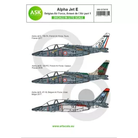   Art Scale Kit Alpha Jet E Belgian AF, Armeé de l'Air part 1 - Alpha Jet E Belga Légierő, Francia Légierő – I. rész – matricakészlet