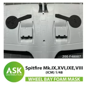   Art Scale Kit Spitfire Mk.IX, XVI, IXE, VIII FOAM flexibel wheel bay mask for ICM - rugalmas habmaszk futóműaknához