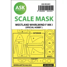   Art Scale Kit Westland Whirlwind Mk.I double-sided  painting mask for Special Hobby - kétoldalas kabinmaszk