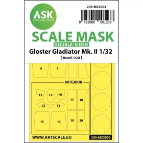   Art Scale Kit Gloster Gladiator Mk.II double-sided painting mask for Revell / ICM - kétoldalas kabinmaszk