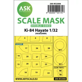   Art Scale Kit Nakajima Ki-84 Hayate double-sided express mask for Hasegawa - pontos illeszkedésű kétoldalas kabinmaszk