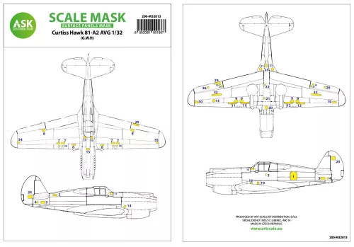 Art Scale Kit Curtiss Hawk 81-A2 AVG surface panels masks for Great Wall Hobby - felületi panelmaszkok