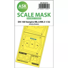   Art Scale Kit DH-100 Vampire Mk.3 / Mk.5 double-sided express masks for Infinity - pontos illeszkedésű kétoldalas kabinmaszk