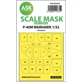   Art Scale Kit P-40M Warhawk one-sided express masks for Hasegawa - pontos illeszkedésű egyoldalas kabinmaszk