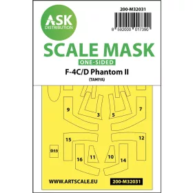   Art Scale Kit F-4C/D Phantom one-sided mask for Tamiya - egyoldalas kabinmaszk