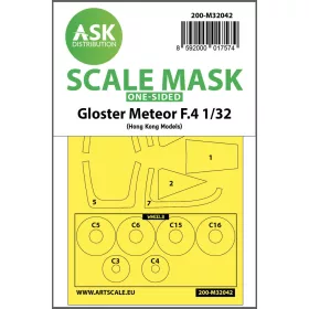   Art Scale Kit Gloster Meteor F.4  one-sided mask for HK Models - egyoldalas kabinmaszk