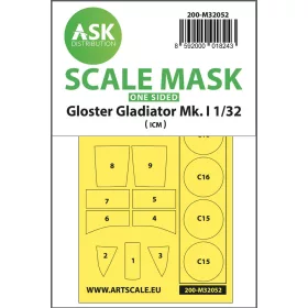   Art Scale Kit Gloster Gladiator Mk.I one-sided  painting mask for Revell / ICM - egyoldalas kabinmaszk