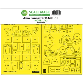   Art Scale Kit Avro Lancaster Nose kit express self adhesive masks for Border Model - Avro Lancaster orrszekció – pontos illeszkedésű öntapadó kabinmaszk
