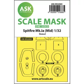   Art Scale Kit Spitfire Mk.Ia (mid) – pontos illeszkedésű, öntapadó egyoldalas kabinmaszk, Kotare maketthez