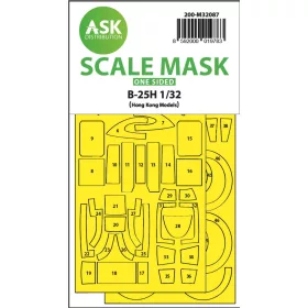   Art Scale Kit B-25H Mitchell one-sided mask for HK Models - egyoldalas kabinmaszk