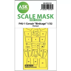   Art Scale Kit F4U-1 Corsair Birdcage one-sided express fit mask for Tamiya - pontos illeszkedésű egyoldalas kabinmaszk