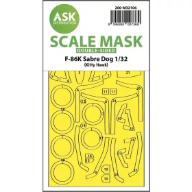   Art Scale Kit F-86K Sabre Dog double-sided express fit mask for Kitty Hawk - pontos illeszkedésű kétoldalas kabinmaszk
