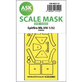   Art Scale Kit Spitfire Mk.VIII one-sided express fit mask for Tamiya - pontos illeszkedésű egyoldalas kabinmaszk