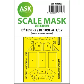   Art Scale Kit Bf 109F-2 / Bf 109F-4 one-sided express fit mask for Hasegawa / Hobby 2000 - pontos illeszkedésű egyoldalas kabinmaszk