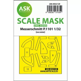   Art Scale Kit Messerschmitt P.1101  one-sided express fit mask for Das Werk - pontos illeszkedésű egyoldalas kabinmaszk