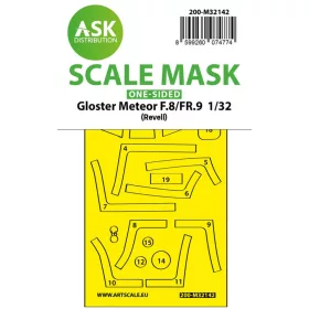   Art Scale Kit Gloster Meteor F.8/FR9 one-sided fit express mask for Revell - pontos illeszkedésű egyoldalas kabinmaszk