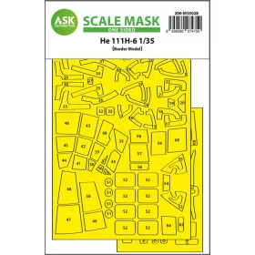   Art Scale Kit Heinkel He 111 one-sided painting mask for Border Model - egyoldalas kabinmaszk