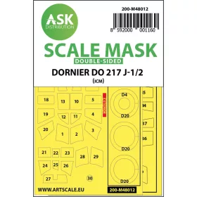   Art Scale Kit Dornier Do 217J-1/2 double-sided painting mask for ICM - kétoldalas kabinmaszk