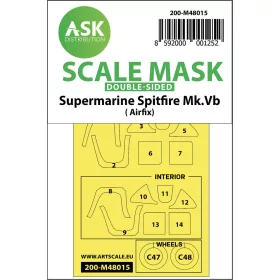   Art Scale Kit Spitfire Mk.Vb double-sided painting mask for Airfix - kétoldalas kabinmaszk