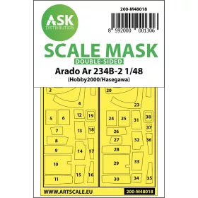   Art Scale Kit Arado Ar 234B-2 double-sided painting mask for Hasegawa / Hobby2000 - kétoldalas kabinmaszk