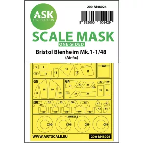   Art Scale Kit Bristol Blenheim Mk.I one-sided painting mask for Airfix - egyoldalas kabinmaszk
