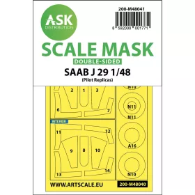   Art Scale Kit SAAB J29 B  double-sided painting mask for Pilot Replicas - kétoldalas kabinmaszk