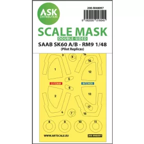   Art Scale Kit SAAB SK60 double-sided mask self-adhesive, pre-cutted for Pilot Replicas - öntapadó, előre kivágott kétoldalas kabinmaszk