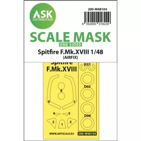   Art Scale Kit Spitfire F.Mk.XVIII one-sided mask self-adhesive, pre-cutted for Airfix - öntapadó, előre kivágott egyoldalas kabinmaszk