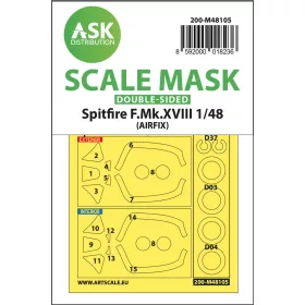   Art Scale Kit Spitfire F.Mk.XVIII double-sided mask self-adhesive, pre-cutted for Airfix - öntapadó, előre kivágott kétoldalas kabinmaszk