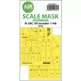   Art Scale Kit B-26C-50 Invader double-sided mask self-adhesive pre-cutted for ICM - öntapadó, előre kivágott kétoldalas kabinmaszk