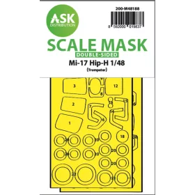   Art Scale Kit Mil Mi-17 Hip-H double-sided express fit mask for Trumpeter - pontos illeszkedésű kétoldalas kabinmaszk