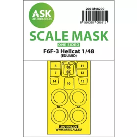   Art Scale Kit F6F-3 Hellcat one-sided express fit mask for Eduard - pontos illeszkedésű egyoldalas kabinmaszk