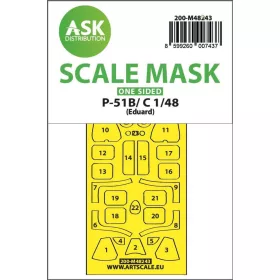   Art Scale Kit P-51B/C Mustang one-sided express fit mask for Eduard - pontos illeszkedésű egyoldalas kabinmaszk