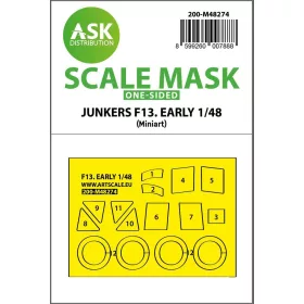   Art Scale Kit Junkers F 13 early production one-sided express fit mask for Miniart - Junkers F 13 korai gyártású – pontos illeszkedésű egyoldalas kabinmaszk