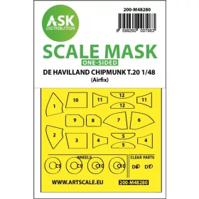   Art Scale Kit De Havilland Chipmunk T.20 one-sided express fit mask for Airfix - pontos illeszkedésű egyoldalas kabinmaszk