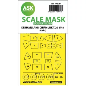   Art Scale Kit De Havilland Chipmunk T.20 double-sided express fit mask for for Airfix - pontos illeszkedésű kétoldalas kabinmaszk