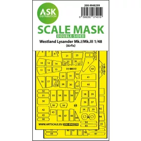   Art Scale Kit Lysander Mk.I / Mk.III double-sided express fit mask for Airfix - pontos illeszkedésű kétoldalas kabinmaszk